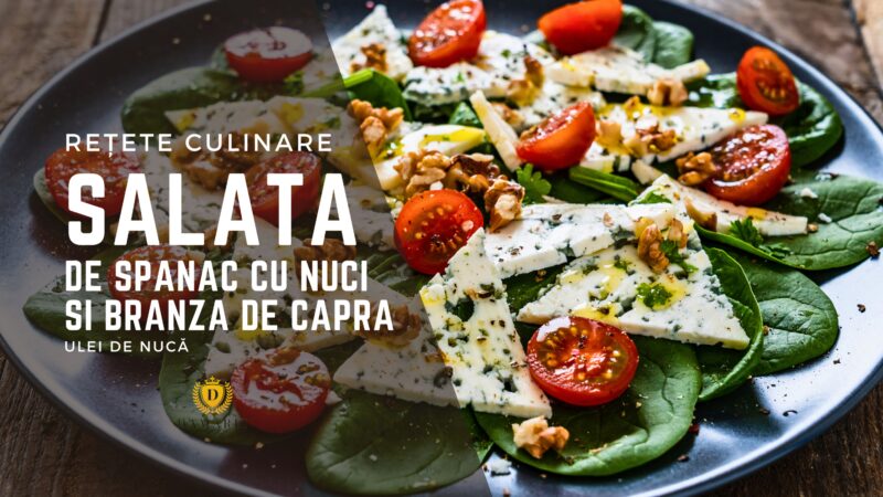 Salată de Spanac cu Nuci și Brânză de Capră